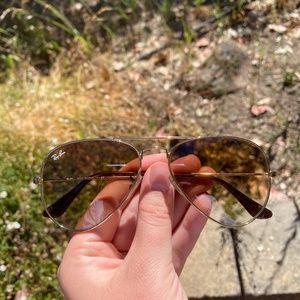 Ray- Ban Aviator Sunglasses, Light Brown Gradient